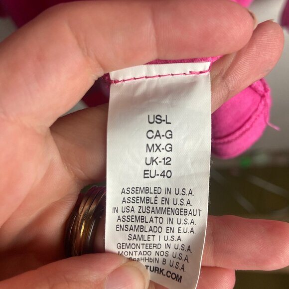 Trina Turk Recreation Size L Pink V Neck Long Sleeve Top Casual Stretch Barbie - Picture 7 of 8